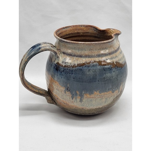 Signed Art Pottery Blue & Brown glaze - Picture 2 of 11